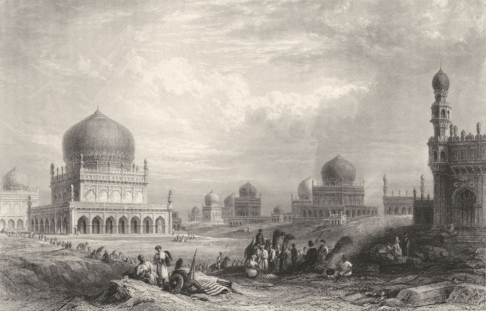 INDIA. Tombs of the Kings of Golkonda 1844 old antique vintage print picture